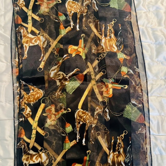 Equestrian Scarf in Black, Green and Brown